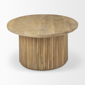 Table basse ovale en bois cannelé - Product Image 4