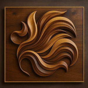 Sculpture murale Art Déco abstraite en bois sculpté à la main, écologique et durable, décoration de maison, accent en bois massif pour appartement - Product Image 3