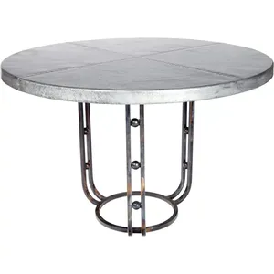 Scandinavian Metal Coffee Table with <b>Oak</b> Wood Top and Black Powder Coated <b>Frame</b> FurnitureRound Metal Coffee Table Industrial - Product Image 3