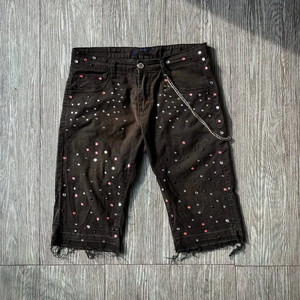 Pantalones Cortos de Mezclilla Personalizados de Alta Costura con Pedrería, Brillantes, de Alta Calidad, Diseño Premium, 100% Algodón para Hombre - Product Image 2