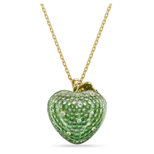 Collar con Colgante de Manzana de Cristal Verde con Cadena Chapada en Oro y Detalle de Mariquita para Mujer - Product Image 2