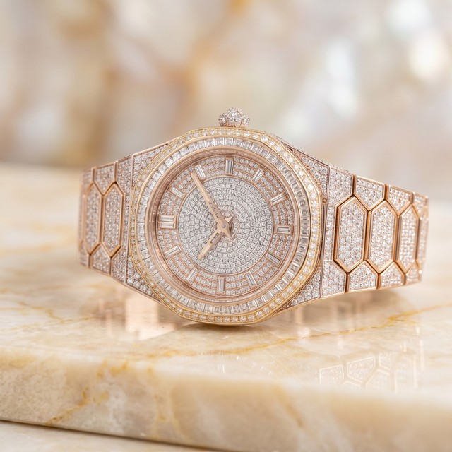 Custom Stunning Full Iced Out Round Moissanite Diamond Classic Date Dial and Features Diamond Watch For Men Gift