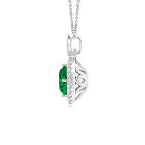 14K <b>Solid</b> <b>Gold</b> Natural Round Emerald Vintage Inspired <b>Pendant</b> With Diamond Halo Fine Jewellery May Birthstone Gift For Her 2026 - Product Image 4