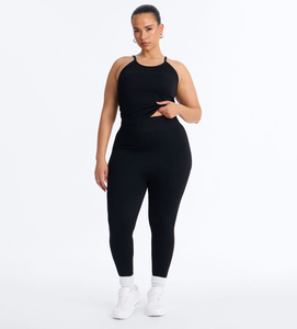 Ensemble de sport pour femme : Legging et soutien-gorge de haute qualité, taille élastique personnalisée sur le devant, sans couture et respirant - Product Image 1