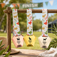 Médaille de récompense personnalisée en alliage de zinc, style sportif, durable, avec finition polie et époxy, pour événements de marche/course