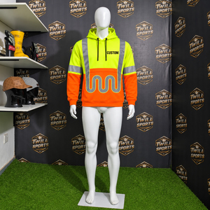 TwillSports <b>Hi</b> <b>Vis</b> Reflective Hoodie Men Safety Workwear <b>Orange</b> Yellow Polyester Sweatshirt Custom Printing Outdoor Use - Product Image 4