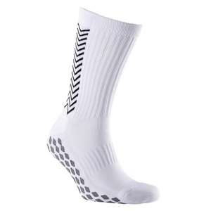 OEM/ODM White Crew Athletic <b>Socks</b> with Black Zigzag Pattern and Anti-Slip Grip Pads for <b>Running</b> and Gym Use Athletic Grip <b>Socks</b> - Product Image 5