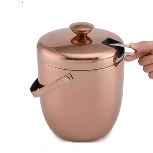 Polished Shiny Copper Metal <b>Ice</b> Bucket Completed With A Matching Spire Lid Smooth Carry Handle And Chilling Tongs For Parties - Product Image 4
