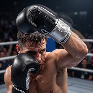 Dumela International Black <b>Silver</b> Leather Portable Boxing <b>Gloves</b> Vertical Style Professional Training Gear Logo Design - Product Image 4