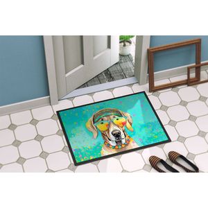 Weimaraner Hippie Dawg <b>Doormat</b> Non Slip <b>Washable</b> Low Pile 24H X 36W Indoor Outdoor Entryway Rug for Front Door - Product Image 4