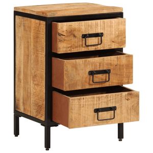 Cómoda Pequeña de Madera de Mango Rústica y Hierro, Mesita de Noche de Madera de Mango Sólida - Product Image 2