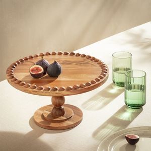 Support à gâteau rond en bois rustique, présentoir à desserts et fruits, plateau à gâteau en bois naturel, plateau de service pour mariage, fête, boulangerie - Product Image 3