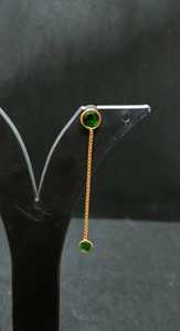 Luxury Designer Green Stone Long <b>Chain</b> <b>Earrings</b> Gold Plated Double Round Drop Elegant Fashion Jewelry for Women Girls Wholesale - Product Image 2