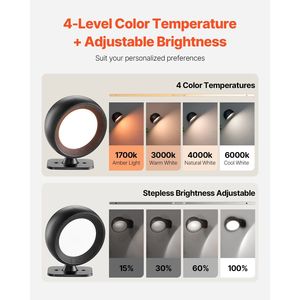 2 Applique LED Ricaricabili a Batteria con Telecomando, Rotazione a 360 Gradi, Dimmerabili, Lampade da Parete con Cavo - Product Image 4