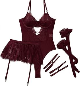 <b>Sexy</b> Solid Woman Lingerie Teddy Bodysuit Skirt <b>Set</b> - Product Image 1