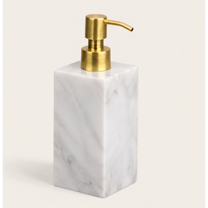 Fabulous Design White Marble Soap Dispenser with Gold <b>Brushed</b> Pump Natural Stone Liquid Lotion Bottle for Hotel & Bathroom Decor - Product Image 5
