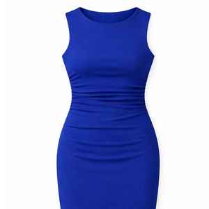 Robe crayon bleue pour femme, élégante, ajustée, parfaite pour le travail, les fêtes ou les conférences, tendance et confortable - Product Image 5