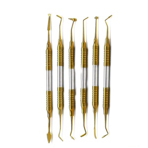 6 Pieces Double Ended Dental Composite Filling Instrument Gold Titanium Coated Restorati Hand Tools Set - Product Image 3