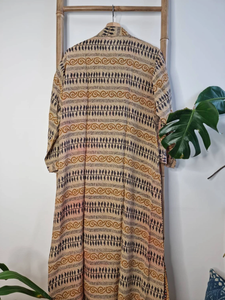 M/L Middy Dress Crepe Silk Recycled Indian Sari Colourful Comfy Daywear <b>Kaftan</b> - Product Image 2