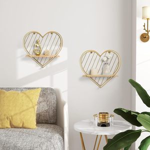 Étagère murale flottante en métal doré en forme de cœur, mignonne, romantique, moderne, pour chambre à coucher, chambre d'enfant, salon, cadeau unique, décoration - Product Image 2