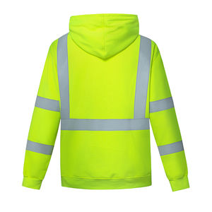 Vêtements de travail de sécurité imperméables en polaire 100% polyester, vêtements de travail de chantier verts, sweat à capuche réfléchissant personnalisé avec LED, design OEM, norme ANSI - Product Image 5