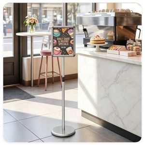 Cornici pubblicitarie da terra regolabili e girevoli a 360 gradi, 8,5"x11", con caricamento frontale, riempibili con acqua/sabbia, pesate. - Product Image 4