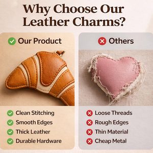 Custom Design Croissant Leather <b>Bag</b> Charm Accessory for Women with Playful Fashion Style - Product Image 6
