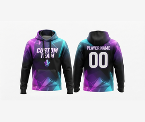 Sweat-shirt à capuche personnalisé pour l'hiver avec impression par sublimation, 100% polyester, logo sur le devant, nom et numéro d'équipe personnalisés - Product Image 1