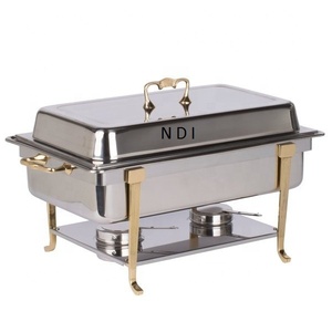 Fournitures alimentaires plats chauffants avec support de brûleur chauffe-plats haut tendance serveur de nourriture chaude chauffe-plat en métal couvercle en verre décor - Product Image 3