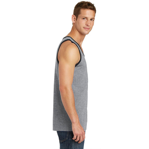 Débardeur formel en maille respirante polyester/coton à col rond pour homme, uni, avec logo sérigraphié sur le devant, idéal pour la gym et le fitness, 120g - Product Image 5