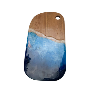 Modern Wood Resin <b>Coaster</b> Irregular Shape Blue Ocean Design Non Slip <b>Table</b> Mat Pad - Product Image 3