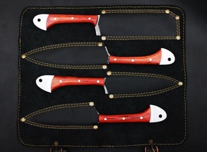 A&M ENTERPRISES 4 Piece Damascus Pattern Kitchen <b>Knife</b> <b>Set</b> Red Wooden Handles Eco-Friendly Handmade Professional Survival <b>Knives</b> - Product Image 5