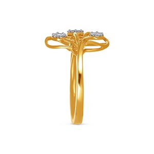 Anillo en espiral inspirado en la naturaleza de oro amarillo macizo de 14 quilates, diamantes redondos engastados en pavé, delicado diseño de hojas florales, joyería elegante para mujer - Product Image 4