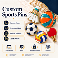 Broches en métal plaqué or, découpées à l'emporte-pièce, pour passionnés de sport, avec motifs de football, basketball, badminton et équipements sportifs, style dessin animé