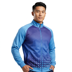 Custom Sublimation Fleece <b>Jacket</b> Zip Up Track <b>Jacket</b> Geometric Print Winter Outerwear for <b>Men</b> and Women - Product Image 2