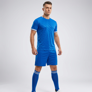 Camiseta de Fútbol Azul con Cuello en V para Hombre, Manga Corta, Absorbe la Humedad, Sublimada, con Rayas, para Adultos, Corte Regular - Product Image 2