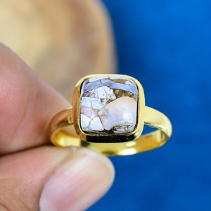 Natural Ethiopian <b>Opal</b> Copper Cushion Shape <b>Ring</b> 18k <b>Gold</b> Micron Over 925 Sterling Silver <b>Ring</b> - Product Image 2