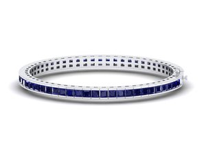 REYES High Quality 14K Gold Moissanite Tennis <b>Bracelets</b> Princess Cut 5.1 Carat Blue Sapphire <b>Gemstone</b> <b>Bracelets</b> Fine Jewelry - Product Image 4