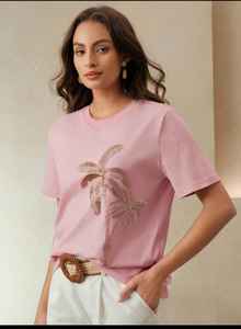 Camiseta blanca personalizada con texto, de moda y más vendida, para mujer, para fiestas, con cuentas móviles de doble cara, hecha a mano por fabricante de la India. - Product Image 5