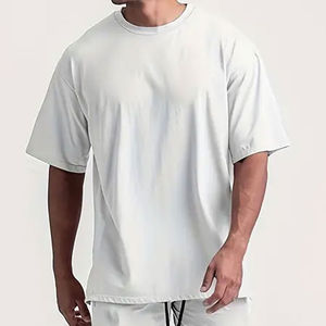 เสื้อยืดผู้ชายทรงหลวม ระบายอากาศดี ดีไซน์เรียบง่าย สกรีนโลโก้แบรนด์เองได้ จัดส่งรวดเร็ว - Product Image 1