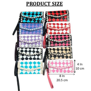 Portefeuille-bracelet en cuir véritable de style western pour femme, fait main, avec rabat en cuir à motifs, porte-cartes et porte-billets, pochette - Product Image 2