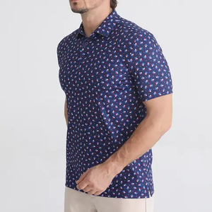 Polo à manches courtes imprimé pour homme, coupe classique, décontracté, 100% coton popeline respirant, motif imprimé, vente en gros, 100% polyester - Product Image 3