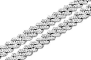 Fully <b>Iced</b> Out Cuban Link <b>Chain</b> in White Gold with Round Cut Diamond Trendy Hip Hop Style Gift India Verified Supplier - Product Image 4