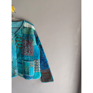 Chaqueta acolchada vintage para mujer, estilo patchwork, cárdigan corto bohemio, ropa de abrigo corta para invierno, regalo para ella. - Product Image 3