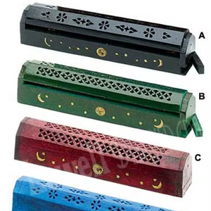 <b>Rectangle</b> Shaped Wall-Mounted Eco-Friendly Sandalwood Incense Holder Storage Drawer Cones Sticks Aromatherapy Gifting <b>Gold</b> - Product Image 1