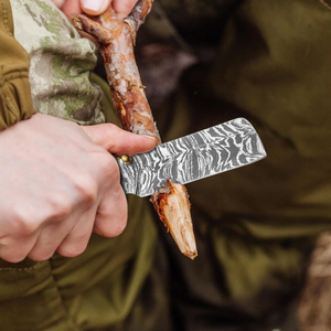 Cuchillo de Caza de Acero de Damasco con Alto Contenido de Carbono, Grabado, para Coleccionistas, con Funda de Cuero, para Uso en Exteriores, Envío Directo OEM - Product Image 3