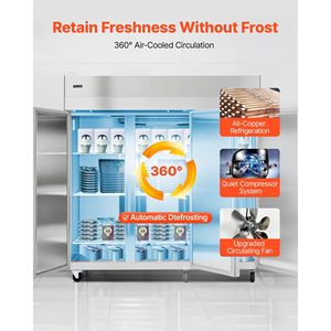Congelador Vertical Comercial de Tres Puertas y 71.65 Pulgadas de Ancho, 50.2 Pies Cúbicos, Descongelación Automática, 12 Estantes Ajustables - Product Image 3