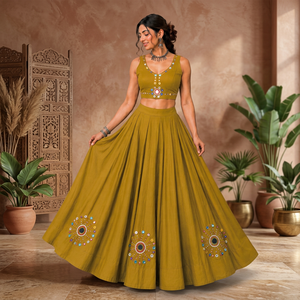 <b>Lehenga</b> Choli Set With Embroidered Skirt And Crop <b>Top</b> For Women Traditional Indian Style Festival Wear - Product Image 1