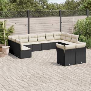 Conjunto de Sofás Modulares Grandes de Ratán Sintético Negro para Jardín, Muebles Modulares Elegantes para Exteriores - Product Image 1
