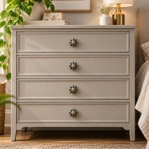 SHUBHAM Floral Kitchen Cabinet Knob Porcelain Drawer Pull Gold Blue Decorative Handle for <b>Wardrobe</b> Drawer - Product Image 3
